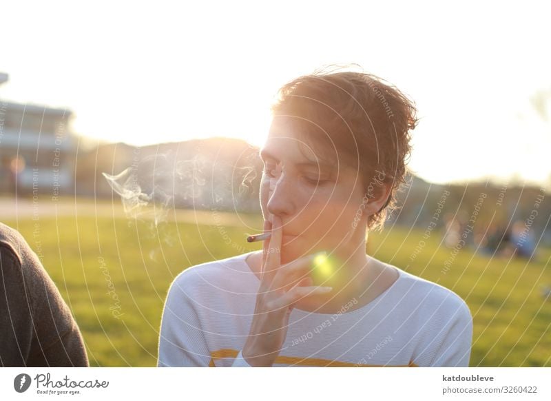 In the islands of the mind Feminine Androgynous Homosexual Child To enjoy Smoking Sun Light Beam of light Park Summer Exterior shot