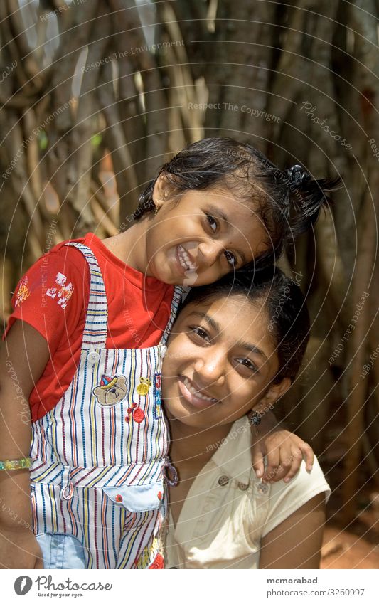 My Loving Sister Happy Child Schoolchild Girl Face Smiling Love Embrace Small tot babe kid lass sisters two twosome Indian Asian cheery jolly merry jovial