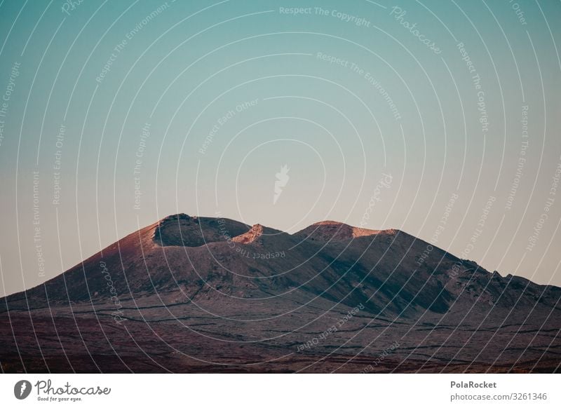 #A0# Good Morning Mars Art Esthetic Fuerteventura Mountain Volcano Volcanic crater Hilltop Stony Sparse Martian landscape Sunrise Canaries Colour photo