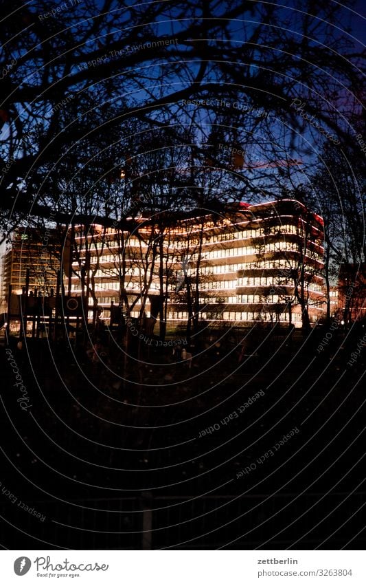 EUREF campus at night Evening Facade Window House (Residential Structure) Sky Heaven Downtown Light Lighting Story Visual spectacle Deserted Night Town