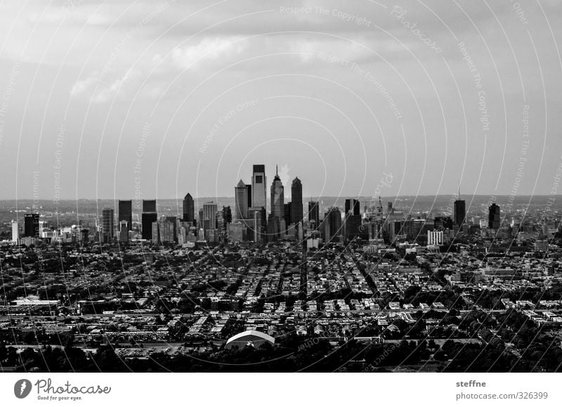 Streets of Philadelphia USA Town Downtown Skyline High-rise Tall Black & white photo Copy Space top Bird's-eye view Panorama (View)