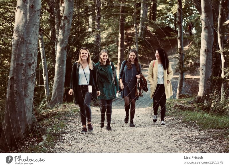 4 WOMEN - WALKING - FRIENDS Feminine Woman Adults Friendship Human being Group 18 - 30 years Youth (Young adults) Environment Nature Forest at I'm Observe