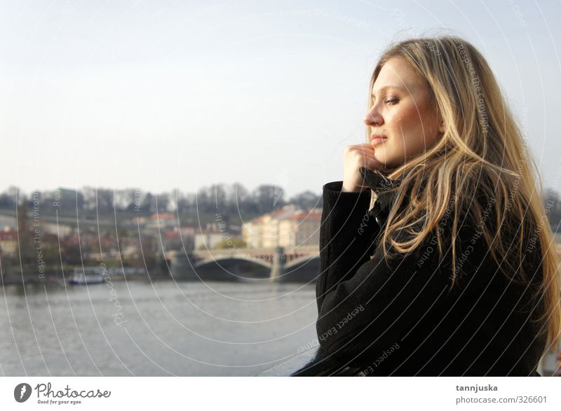 Young woman in Prague Feminine 1 Human being 18 - 30 years Youth (Young adults) Adults Small Town Capital city Looking Blonde Moody Colour photo Exterior shot