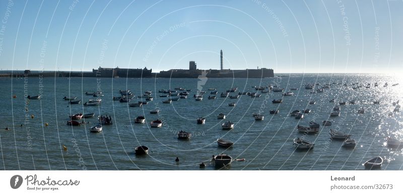 Cadiz Ocean Atlantic Ocean Watercraft Lighthouse Andalucia Spain Reflection Bay Castle Sun Sky