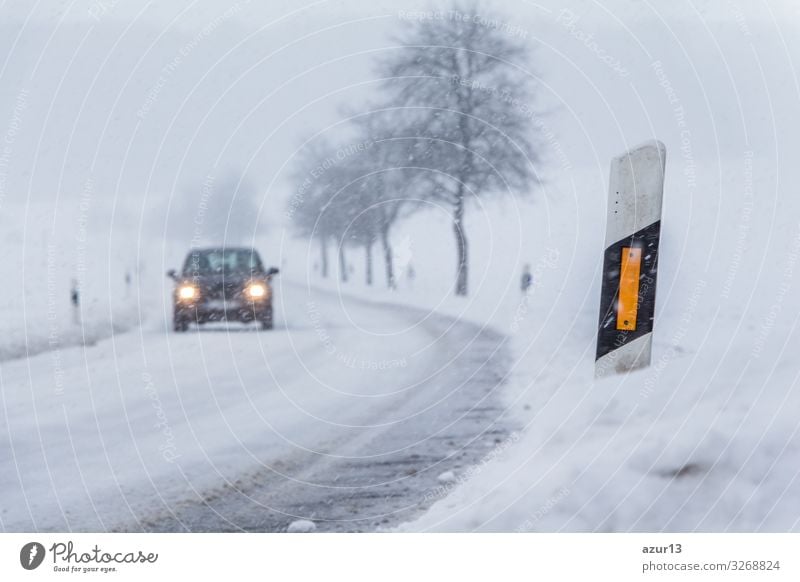 car traffic on slippery frozen winter road with ice snow Vacation & Travel Winter Snow Winter vacation Environment Nature Landscape Climate Climate change