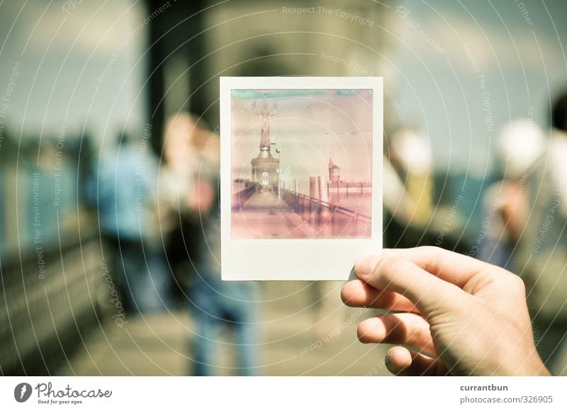 constant constancy Summer Vacation & Travel Konstanz Imperia Harbour Statue Hand Colour photo Multicoloured Exterior shot Polaroid Copy Space left