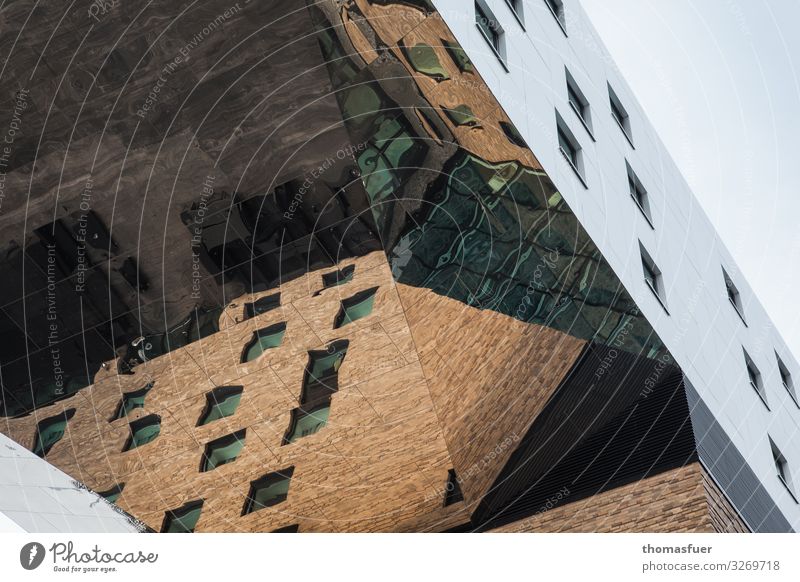 High-rise building with mirrored facade from frog's eye view Living or residing Berlin Germany Capital city Downtown House (Residential Structure)