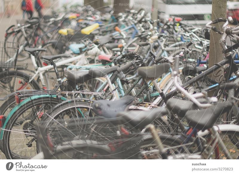 bicycle chaos Bicycle Cycling bicycles Chaos Many Muddled Parking Forget Town City life Bicycle city Karlsruhe Station area Movement bicycle lock Transport