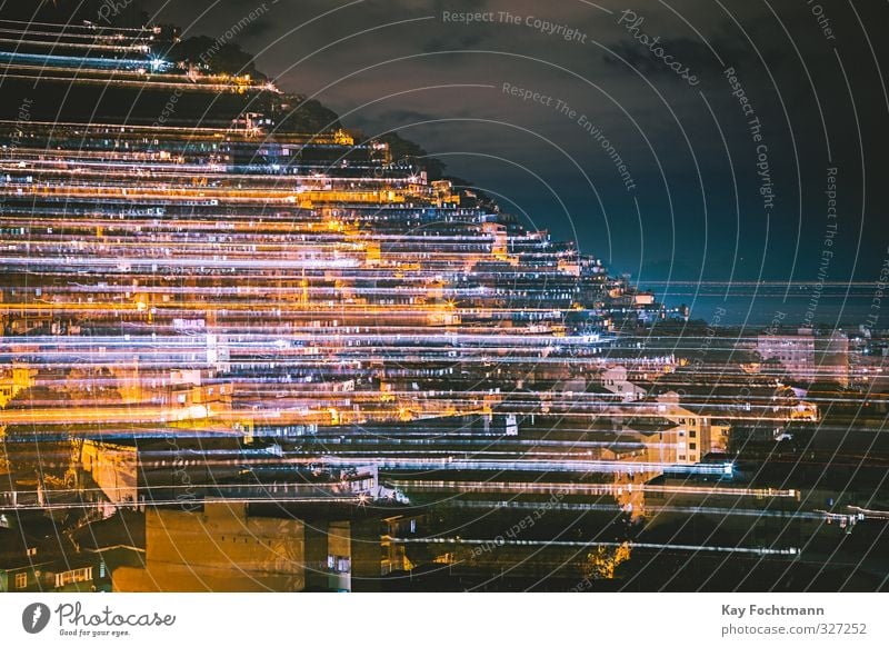 Brazilian favela at night (long exposure) Tourism Adventure Far-off places City trip Flat (apartment) House (Residential Structure) Advancement Future