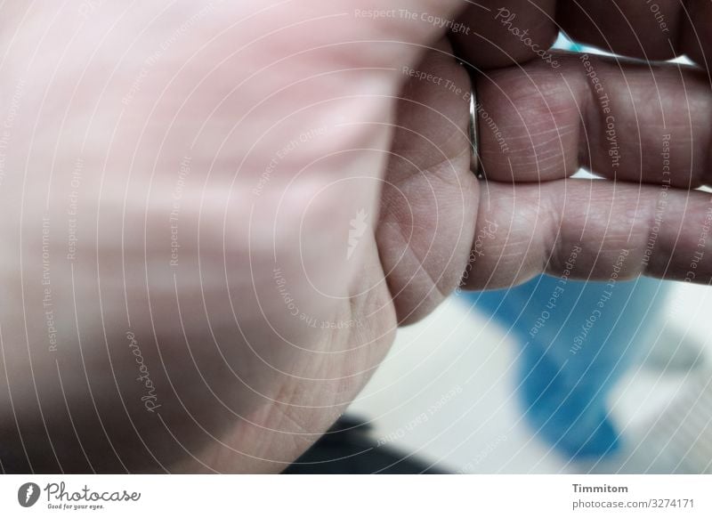 Skin matter | Put on lens cap Human being Hand Art Exhibition Event Ring Observe Looking Blue Pink Black White Emotions Joy Keep sth. closed  Surprise