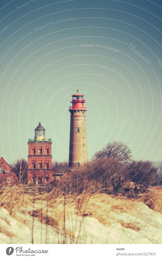 2 towers Winter Environment Nature Landscape Elements Sky Cloudless sky Climate Weather Beautiful weather Grass Bushes Coast Lighthouse Architecture