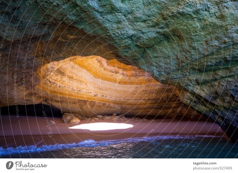 ray of hope Portugal Algarve Seacaves Cave sea caves Benagil Praia de Benagil rock salt Vacation & Travel Travel photography Idyll Card Tourism Paradise Beach