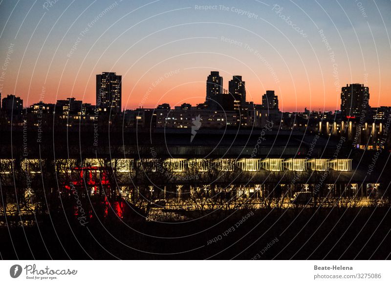 Urban 3 urban Town Silhouette Night shot Sea of light skyscrapers Architecture sunset