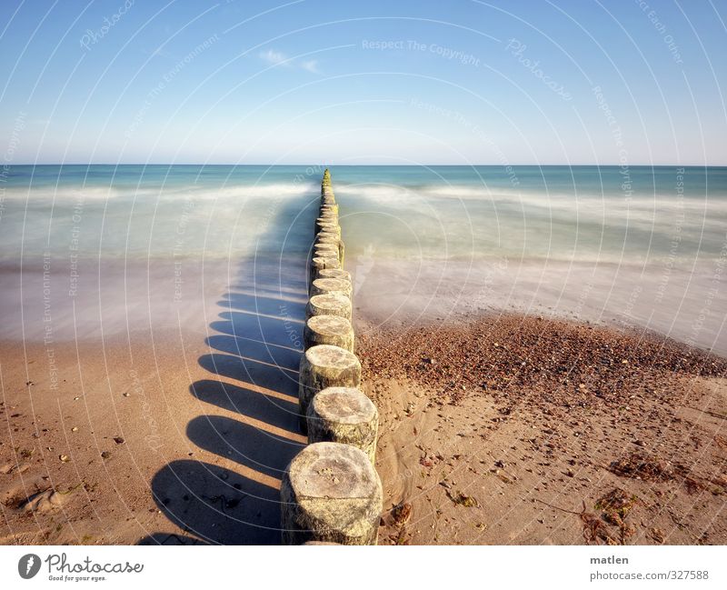 East Sea Landscape Elements Sand Air Water Sky Cloudless sky Horizon Sun Weather Beautiful weather Waves Coast Beach Baltic Sea Blue Brown steadily Break water