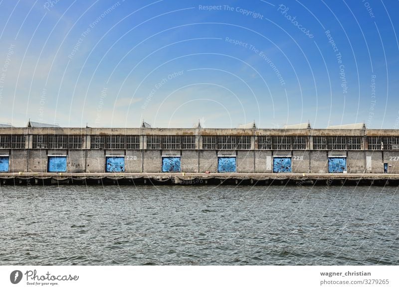 warehouse Industry Trade Logistics Business Industrial plant Building Architecture Simple Gloomy Blue Dock Port Industrial Photography Jetty Gdánsk