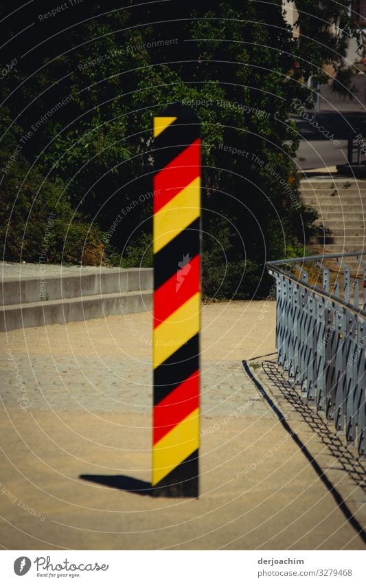 Border crossing in Görlitz. A German border stone stands in the middle of the footpath to Poland. Design Trip Environment Summer Beautiful weather Intersection