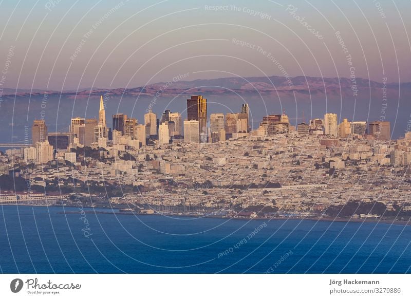 panorama of San Francisco in afternoon light Sun Ocean Fog Skyline Bridge Gold Red California Gate USA america bay Motor vehicle City cityscape Dusk Earthquake