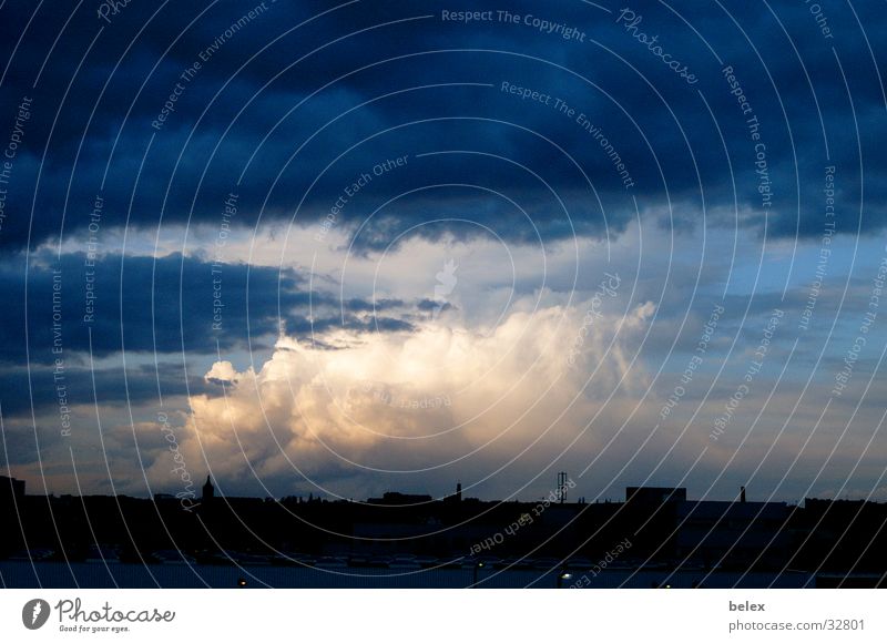 bright to cloudy Clouds Dusk Night Vienna Town Storm Bad weather Weather Evening Skyline cloud tower Thunder and lightning Colour Fear Threat