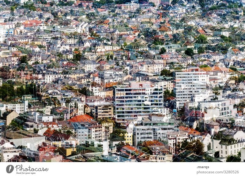 Frankfurt downtown sea of houses House (Residential Structure) Many Rent Real estate market Bird's-eye view Abstract Double exposure optical illusion