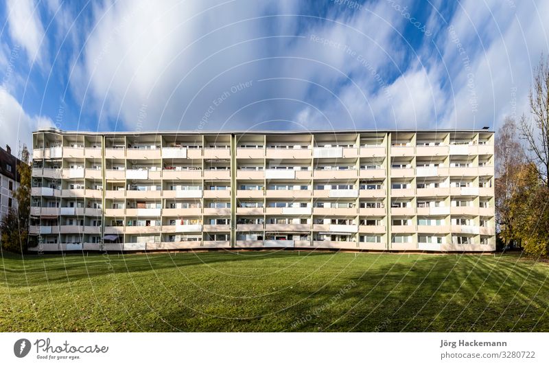 facade with balconys of a social housing complex in Munich Flat (apartment) Building Architecture Facade Balcony Long Bavaria council flat Germany living