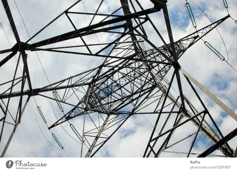 Power grid pole seen from below. Lifestyle Design Education Science & Research Work and employment Profession Workplace Construction site Factory Economy