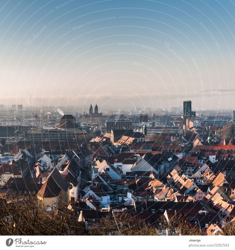 Freiburg old town House (Residential Structure) Freiburg im Breisgau Horizon breisgau Old town Panorama (View) Mountain castle Downtown Cloudless sky