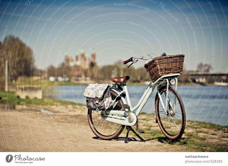 On the Rhine Tourism Trip Cycling tour Landscape River Speyer Rhineland-Palatinate Town Outskirts Deserted Bridge Tourist Attraction Landmark