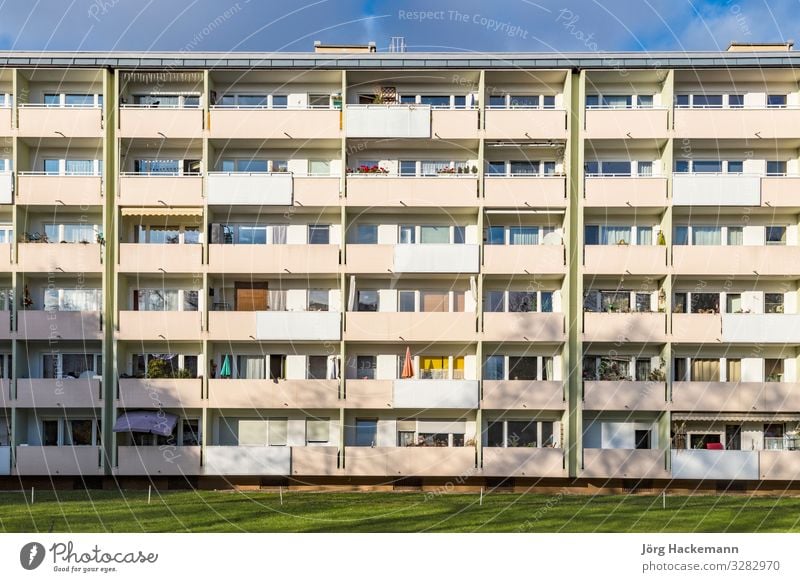 facade with balconys of a social housing complex in Munich Flat (apartment) Building Architecture Facade Balcony Loneliness Bavaria council flat Germany living