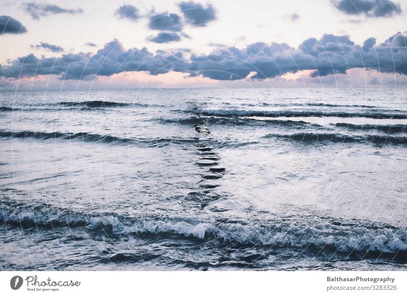 Sunset on Hiddensee Calm Vacation & Travel Tourism Beach Ocean Island Waves Environment Nature Elements Air Water Sky Clouds Horizon Sunlight Summer Weather