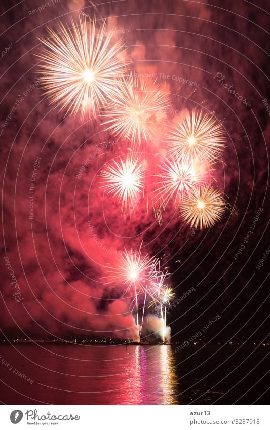 Luxury fireworks event sky water sea show with colour stars Lifestyle Night life Entertainment Party Event Feasts & Celebrations New Year's Eve