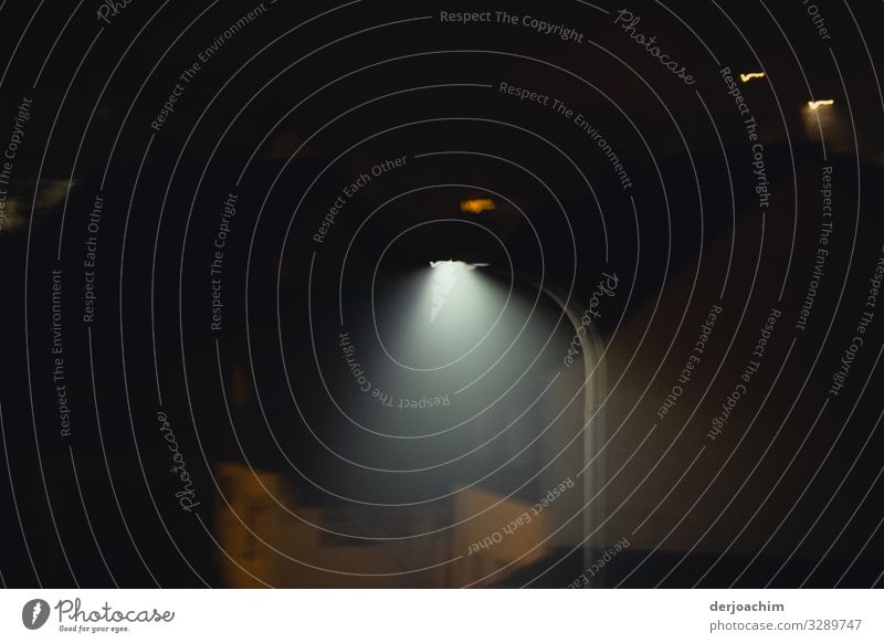 Street lantern. Somewhat illuminates the darkness of the street. Joy Calm Street lighting Flare Environment Night sky Winter Bad weather Bavaria Germany