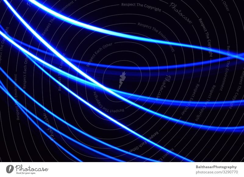 Light strips (blue) Design Harmonious Esthetic Dark Blue Elegant Energy Movement Illuminate Stripe Artificial Strip of light Black Light painting Bright Colours