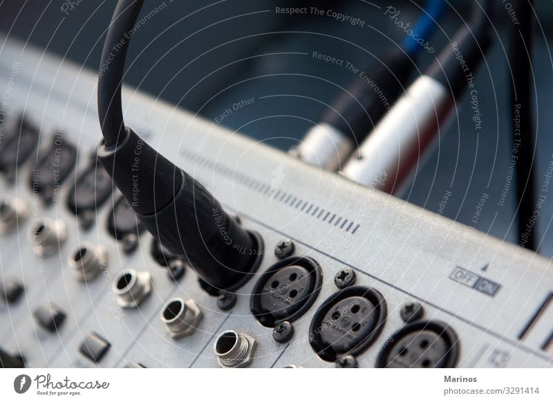 Audio plugs with the wire. Business Computer Technology Safety (feeling of) cable cables connection Data equipment fiber Stereo Hub patch connected background