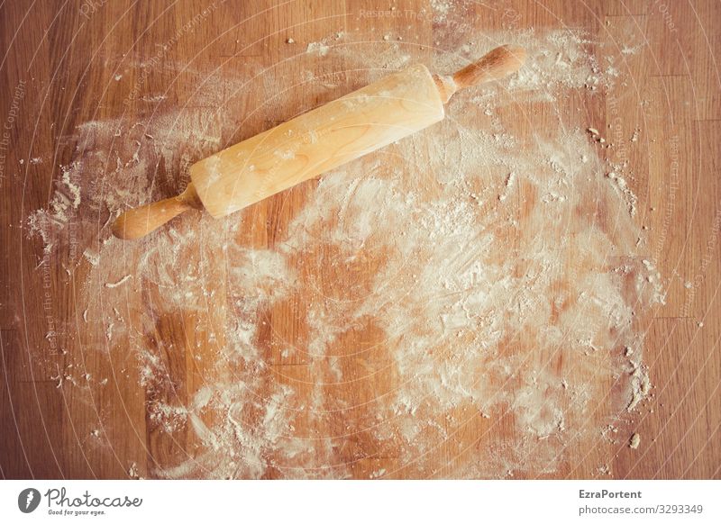 Christmas Cookie Baking Place Christmas biscuit biscuits Flour Rolling pin Christmas & Advent Nutrition Colour photo Board worktop dough roller remnants