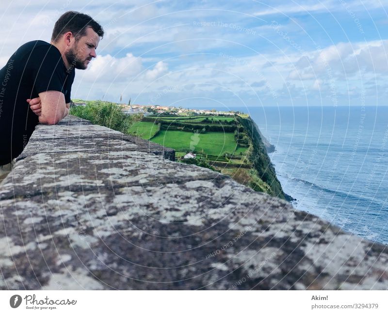 View into the depth Masculine 1 Human being 30 - 45 years Adults Think Discover Dream Sadness Maritime Emotions Serene Calm Grief Lovesickness Longing