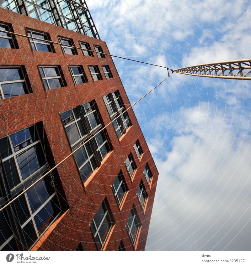 Cervical spine training (31) Construction site Crane Rope Sky Clouds Beautiful weather High-rise Manmade structures Architecture Wall (barrier) Wall (building)