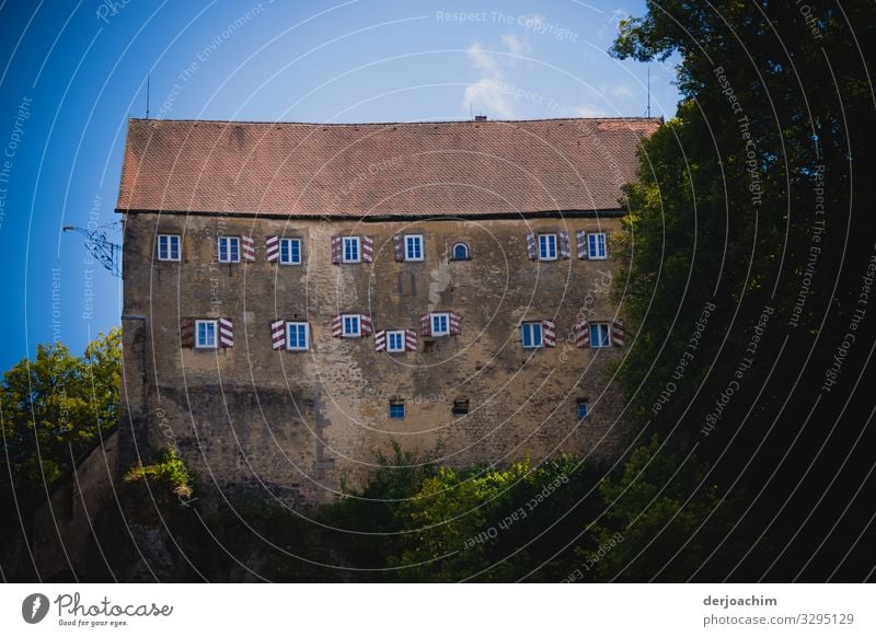 Old castle. Pottenstein Castle. Picturesque in light red, on a hill. Small windows and red bricks. Design Dream house Environment Summer Beautiful weather