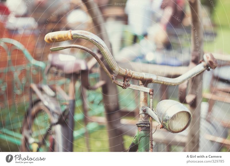 trash bike Vintage car Bicycle Old Poverty Rust Parking Retro Handlebars Subdued colour Exterior shot Copy Space top Copy Space bottom Day