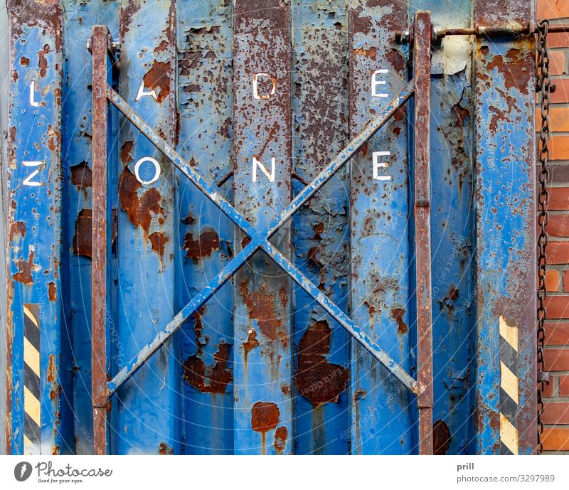 rundown metallic platform Gastronomy Metal Steel Rust Old Dirty Blue Platform Weathered Oxydation Roadhouse Painted loading area Hamburg Old warehouse district