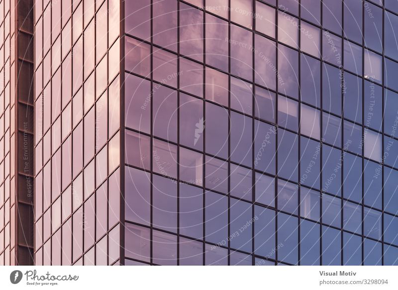 Afternoon lights reflected on the glass facade of an office building Town Manmade structures Building Architecture Window Glass Metal Steel Crystal Authentic