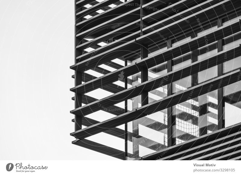 Architectural decorative structure on a corner of a residential building - Black and White Capital city Manmade structures Building Architecture Facade Concrete