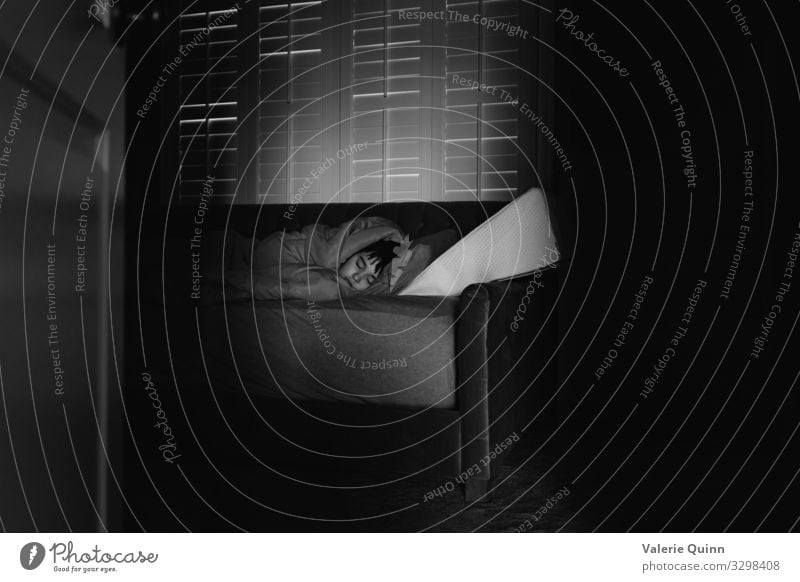 Sick Day Boy (child) Young man Youth (Young adults) 1 Human being 8 - 13 years Child Infancy Sleep Fatigue Illness Unhealthy Bedroom Black & white photo
