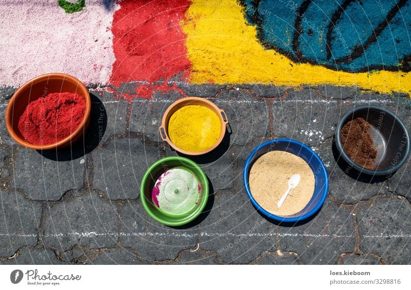 Bowls with sawdust for Easter alfombra, Guatemala Design Vacation & Travel Tourism Far-off places Sightseeing City trip Art Artist Work of art Event