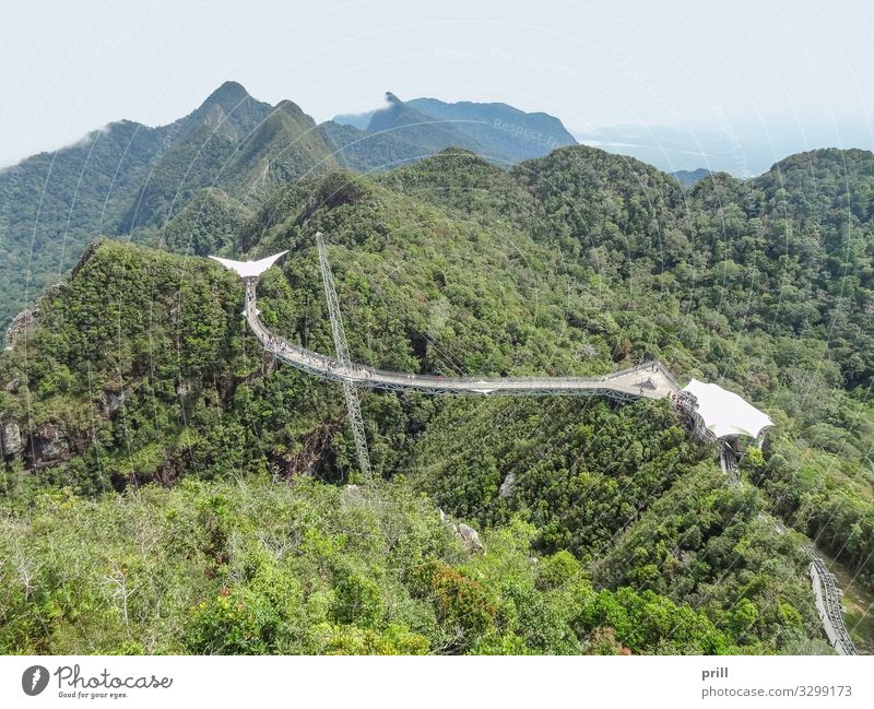 Langkawi Sky Bridge Island Mountain Landscape Forest Virgin forest Hill Manmade structures Building Architecture Landmark Pedestrian Authentic