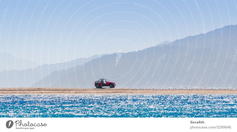 offroad car on an island in the Red Sea in Egypt Vacation & Travel Tourism Trip Adventure Summer Beach Ocean Island Waves Mountain Nature Landscape Sand Sky