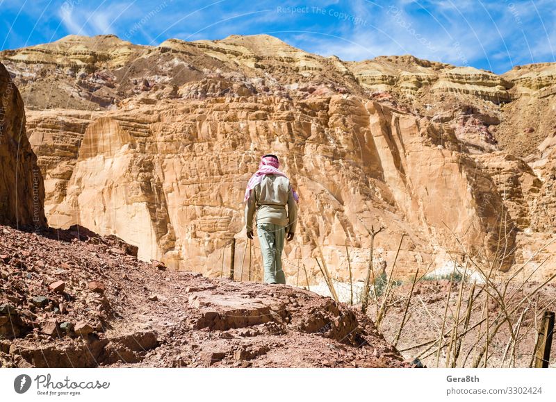 Bedouin climbs a mountain in Egypt Dahab South Sinai Exotic Vacation & Travel Tourism Trip Summer Mountain Climbing Mountaineering Man Adults Nature Landscape