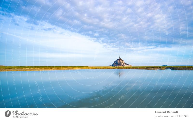 Mont-Saint-Michel at dawn Vacation & Travel Tourism Ocean Island Landscape Monument Blue France bay bretagne Brittany Europe famous french landmark michel mont