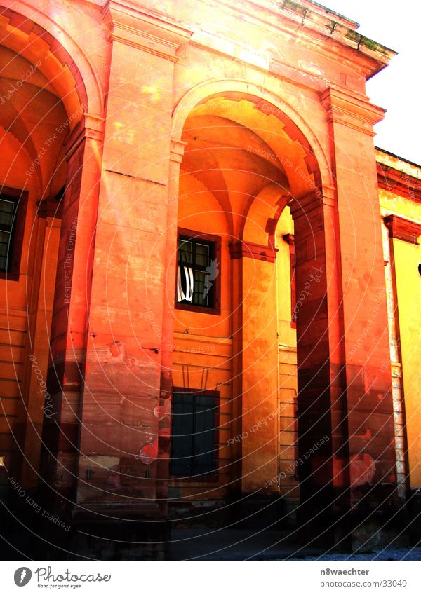 portal Entrance Portal Fortress Frontier fortifications Yellow Window Architecture Door Gate Column Ehrenbreitstein Sun Bright Orange ok Contrast Frame Stone