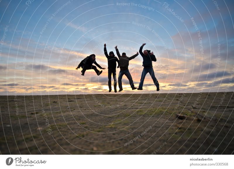 Photocasetag!!! :D Leisure and hobbies Playing Vacation & Travel Adventure Beach Friendship Life 4 Human being Group Sunrise Sunset Coast Jump Success Athletic