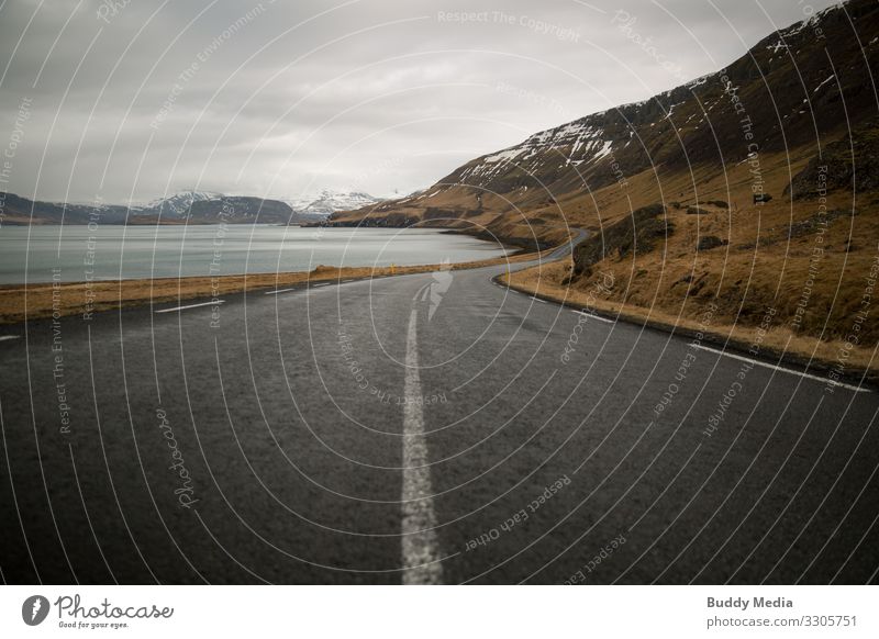 Hvalfjarðarvegur (Route 47) in the west in the west islands Vacation & Travel Far-off places Landscape Earth Water Sky Clouds Spring Drought Grass Mountain